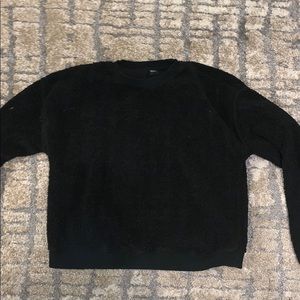 Black Fuzzy Crewneck Sweatshirt